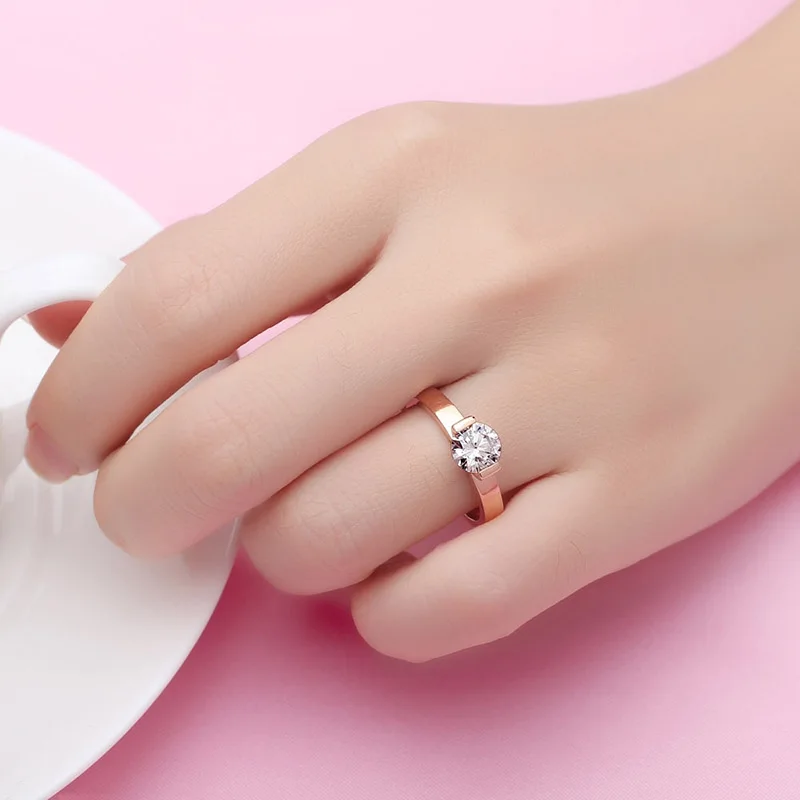 

Tested 1CT Engagement Ring Sterling Silver Jewelry test positive Brand Ring 750T Rose Gold Cover Moissanite Ring Solitaire