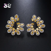 be 8 2018 shinny water shape statement earrings fashion cubic zirconia stud earrings for women wedding jewelry e455