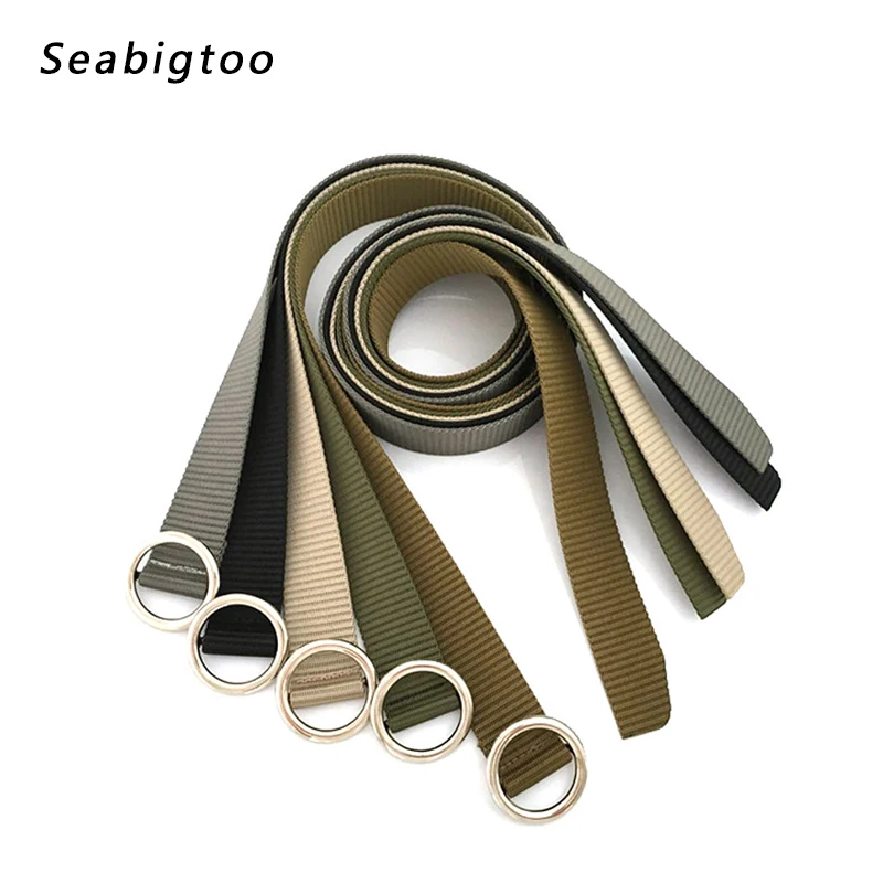 Unisex Canvas Belt Fabric Webbing Waist Casual Circle Ring Plain Nylon Waistband men waist female belts casual outdoor | Аксессуары для