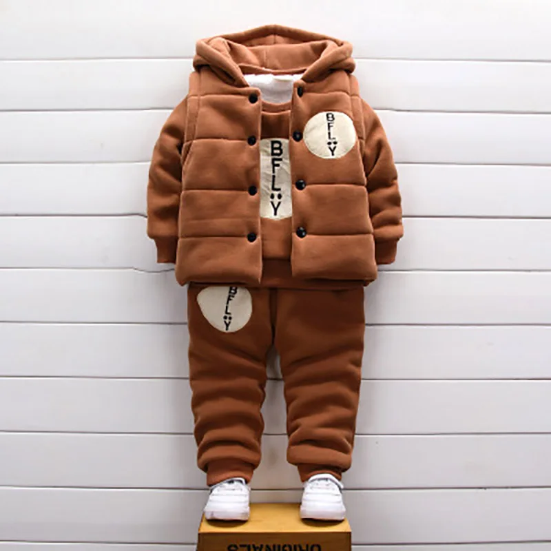 

Kids Winter Suit 3Pcs Sports Suits Plus Velvet Baby Girls Boys Clothes Thick Winter Children's Clothing Sets for Kid Boy Girl