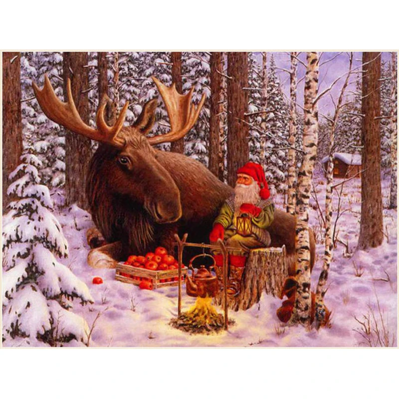 YIKEE diamond painting Santa Claus and elk full square mosaic paiting Y1198 | Diamond Painting Cross Stitch