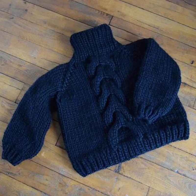 2018 Winter Streetwear Women's Sweater custom made Pure Hand-made 5XL Large size Thick Warm High-necked White | Женская одежда