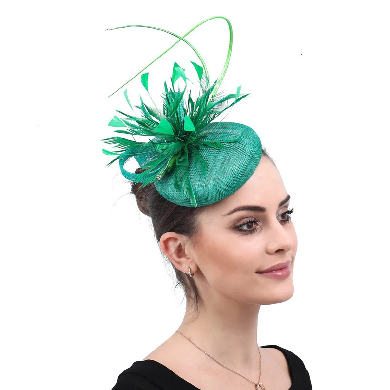 Элегантный Шапки для Для женщин свадебные вуалетки зеленая Женская шляпка