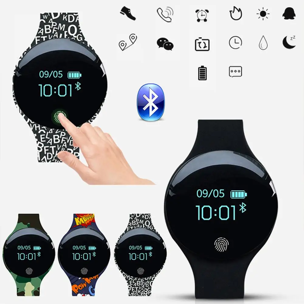 Bluetooth Смарт часы Женский Детский Браслет Водонепроницаемый фитнес трекер смс