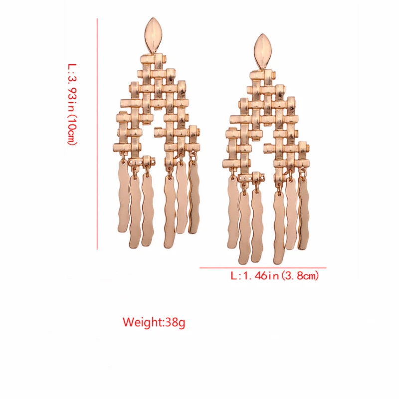 Female Ethnic Retro Metal Drop Earrings Punk Rock Brincos Hollow Alloy Weave Dangle for Women Party Statement Jewelry | Украшения и