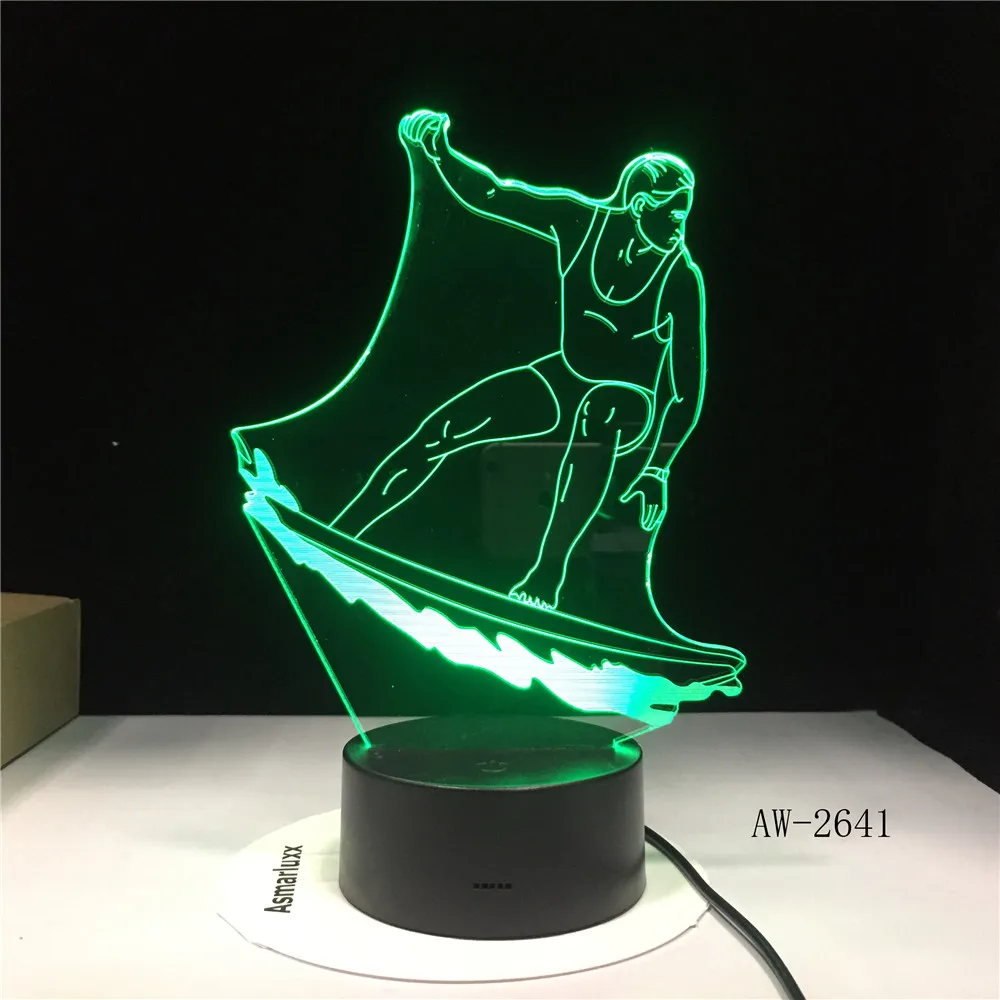 3D светодиодный спортивный светильник для серфинга s-лампа цветной RGB USB