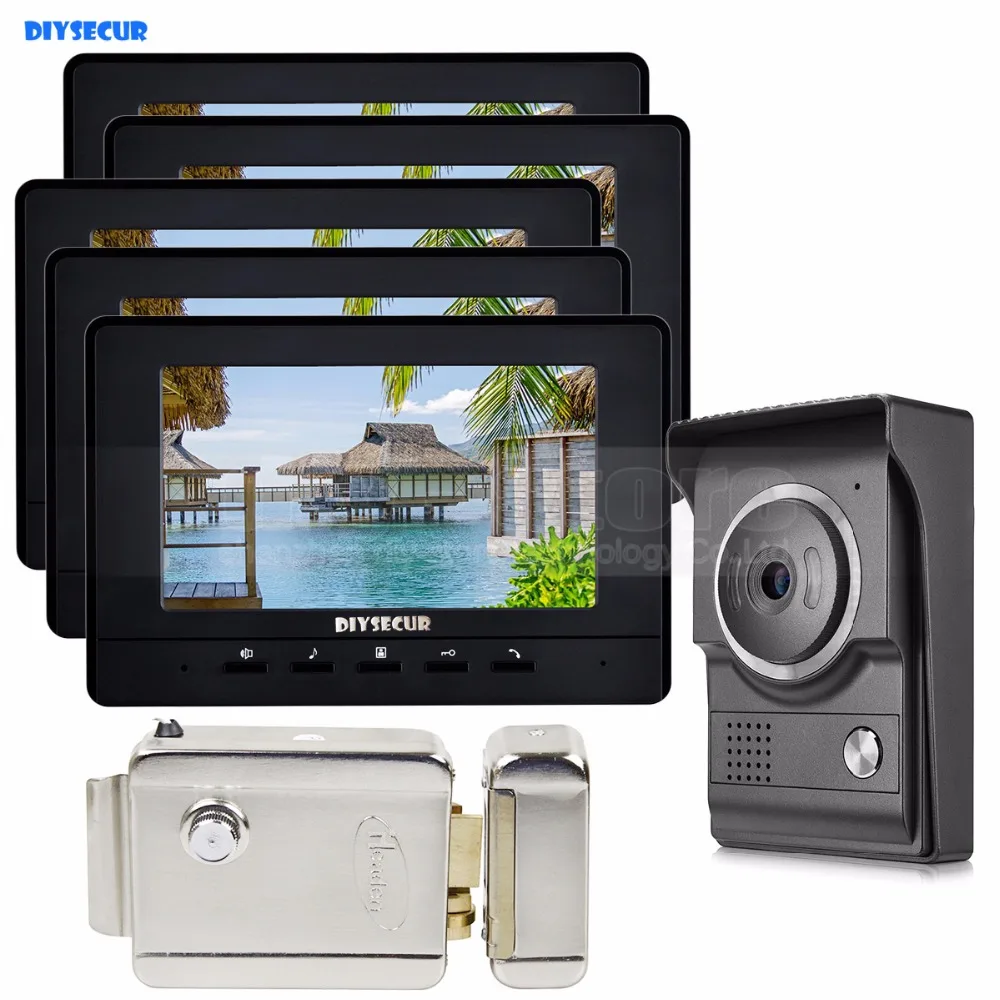 Видеодомофон DIYSECUR 7 дюймовый видеодомофон 700TV линия ИК камера ночного видения HD +