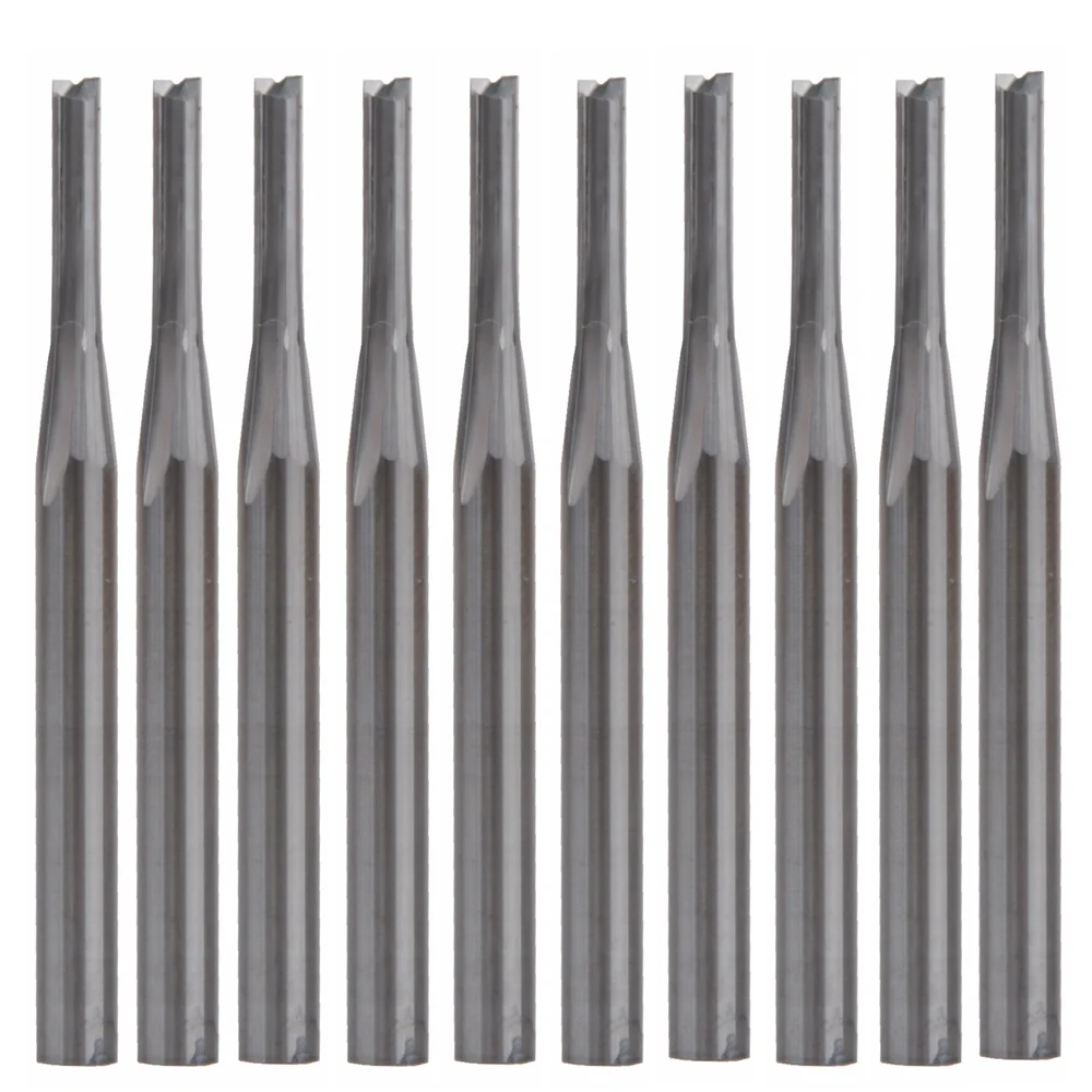 

10pcs 3.175X2X8mm Double Two Flute Straight Slot CNC Router Bits For Wood Milling