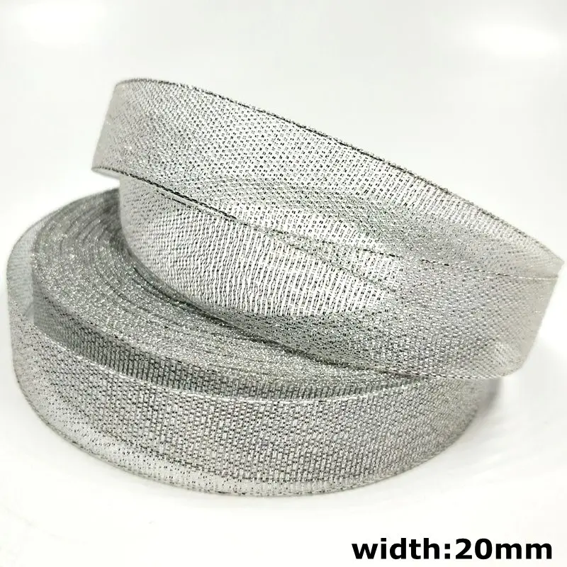 20mm silver HL 15 мм/20 мм 10 метров/упаковка золотые и серебряные блестящие ленты Свадебные Рождественские декоративные подарочные коробки декоративно-упаковочная лента рукоделие ткачество - Цвет: 20mm silver