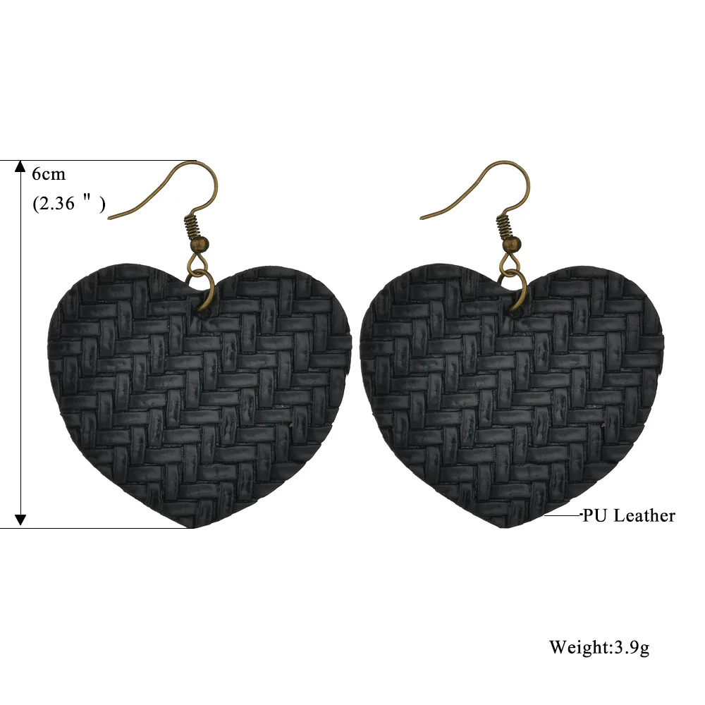 Женские серьги ручной работы MESTILO из ротанга и искусственной кожи с сердечками