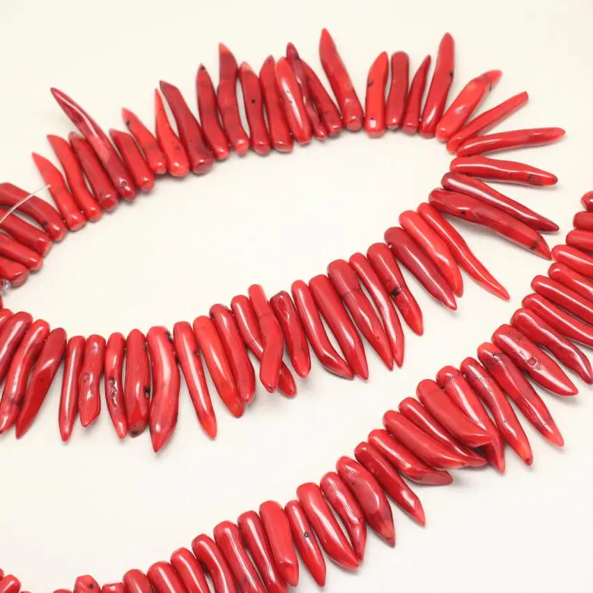 Approx 48pcs/Strand Chilli Pepper Shape Natural Red Coral Sticks Beads Pendant Necklace Top Drilled Smooth Jewelry Making |