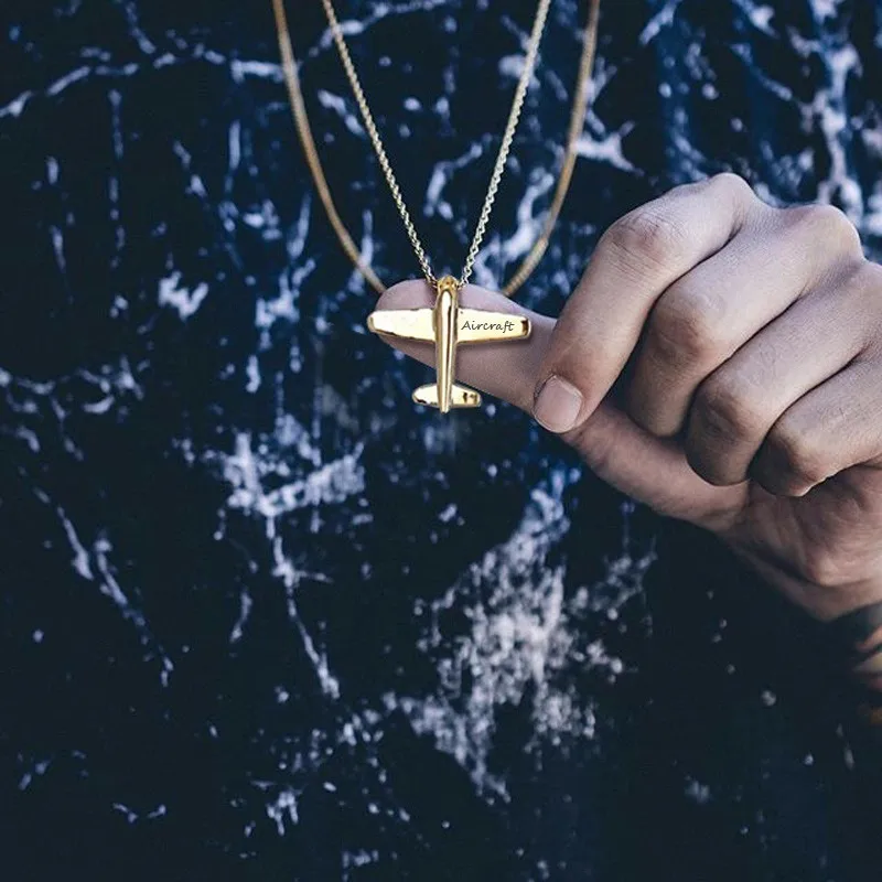Ожерелье с подвеской в виде самолета для мужчин и женщин ювелирное изделие из