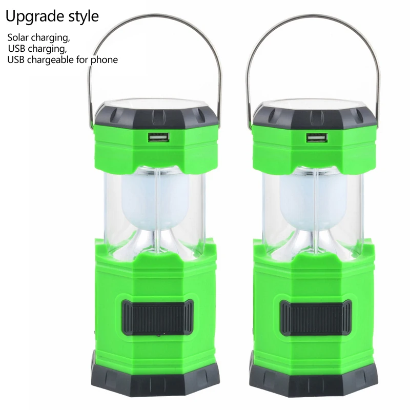 2 update green IVYSHION открытый портативный фонарь s Многофункциональный 6/20 светодиодов солнечной энергии лампа складной USB Перезаряжаемый кемпинг фонарь светильник - Мощность в ваттах: 2 update green