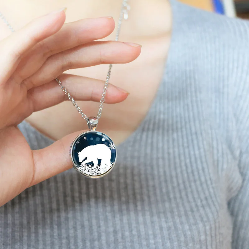 Винтажная подвеска в виде полярного медведя ожерелье стиле стимпанк с синими и