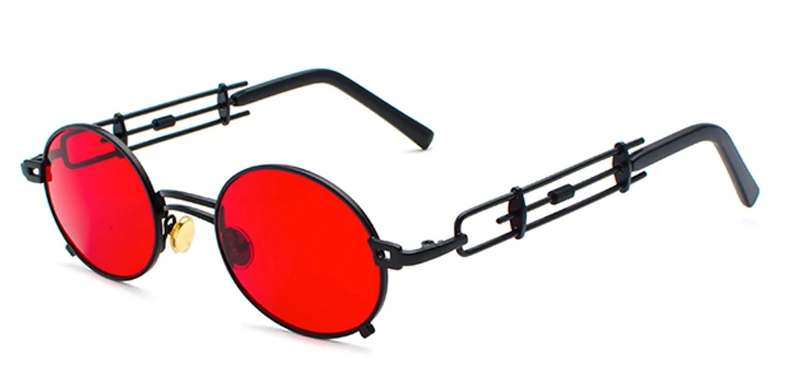 black with clear red Kachawoo металлические круглые стимпанк Солнцезащитные очки для мужчин Ретро Винтаж Готический паровой панк Солнцезащитные очки для женщин Лето - Цвет линз: black with clear red
