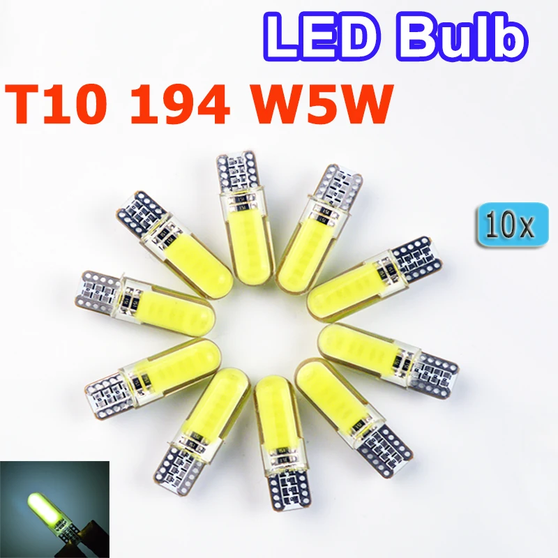 Hippcron Светодиодная лампа T10 LED W5W силиконовый COB 194 светильник свет Автомобильный