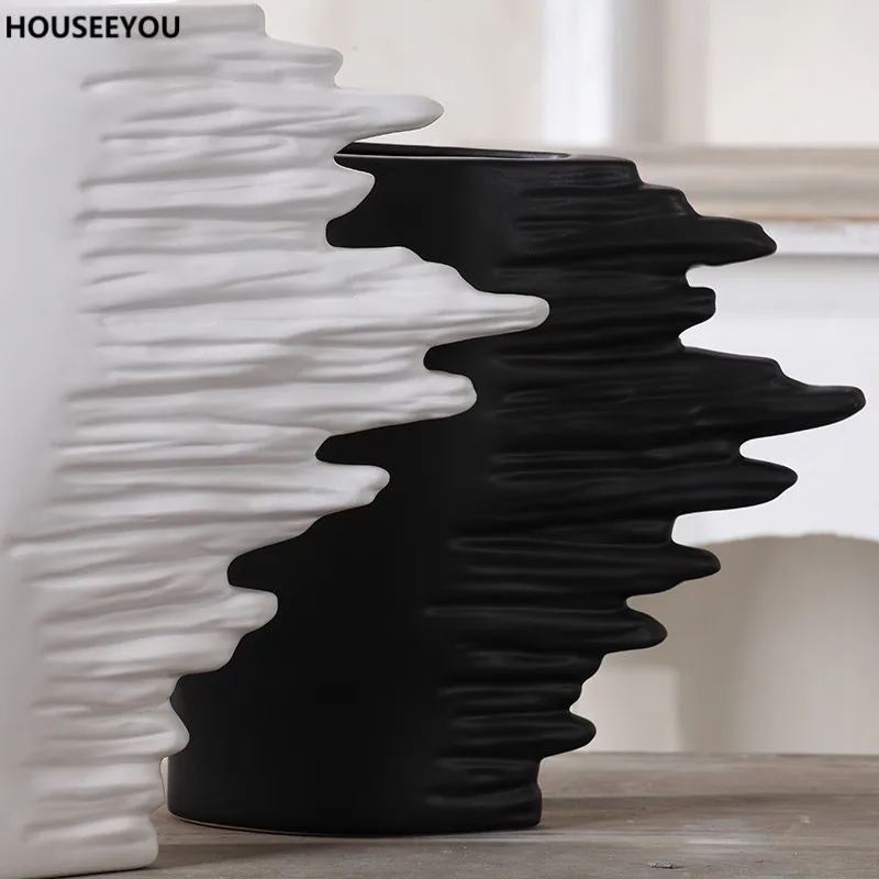 Современные минималистичные белые черные вазы для цветов аксессуары дома