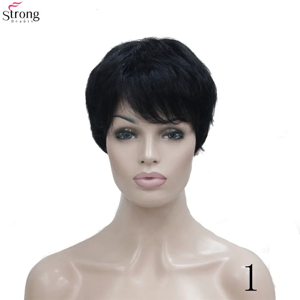 StrongBeauty женские парики коричневый/Блонд микс короткий прямой натуральный синтетический парик