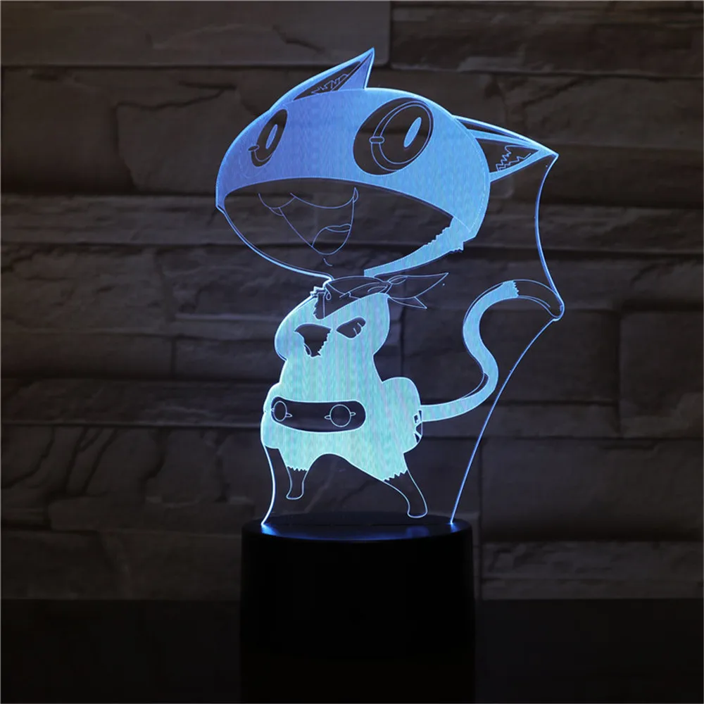 3d ночник PERSONA 5 Morgana светильник для аниме игрушки детей подарок лампа смены цвета