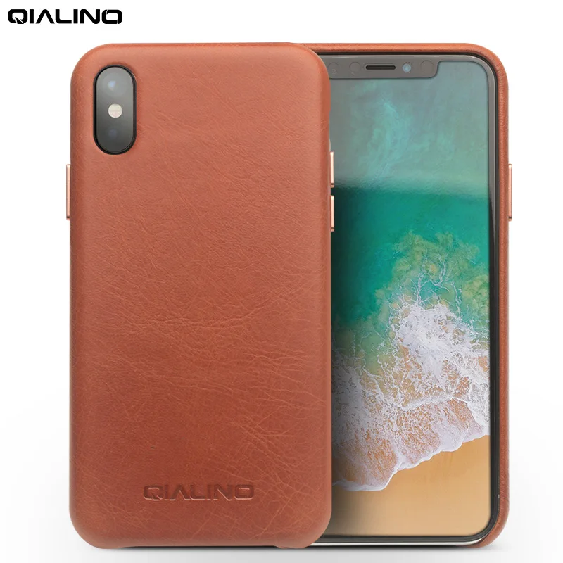 QIALINO деловой стиль чехол из натуральной кожи для Apple iPhone X модный роскошный ручной