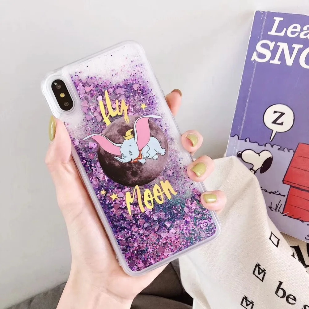Ourpho жидкий зыбучий песок мягкий чехол из ТПУ для iphone X XR XS MAX милый слон с крыльями