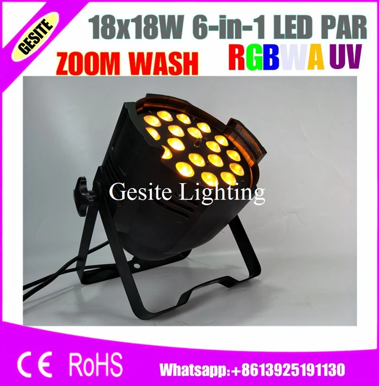 Бесплатная доставка 6 шт./лот высокое качество 330 Вт 6в1 18 шт. DMX512 RGBWAUV led par 64 can новый