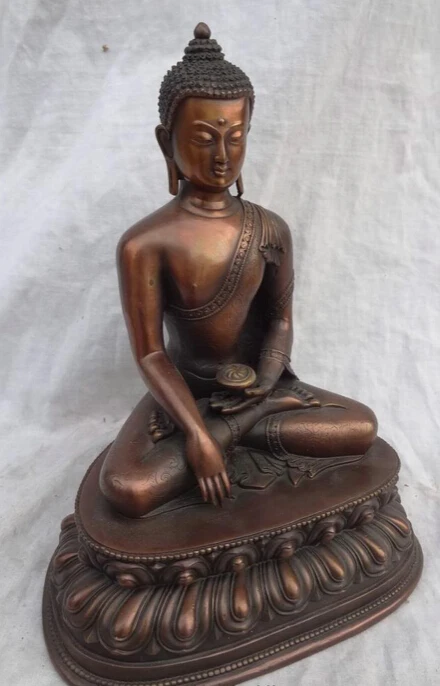 Copper Brass craft xd 002061 11" Tibet Pure Bronze Buddhist Sakyamuni Joss Shakyamuni Buddha Bowl Statue | Дом и сад