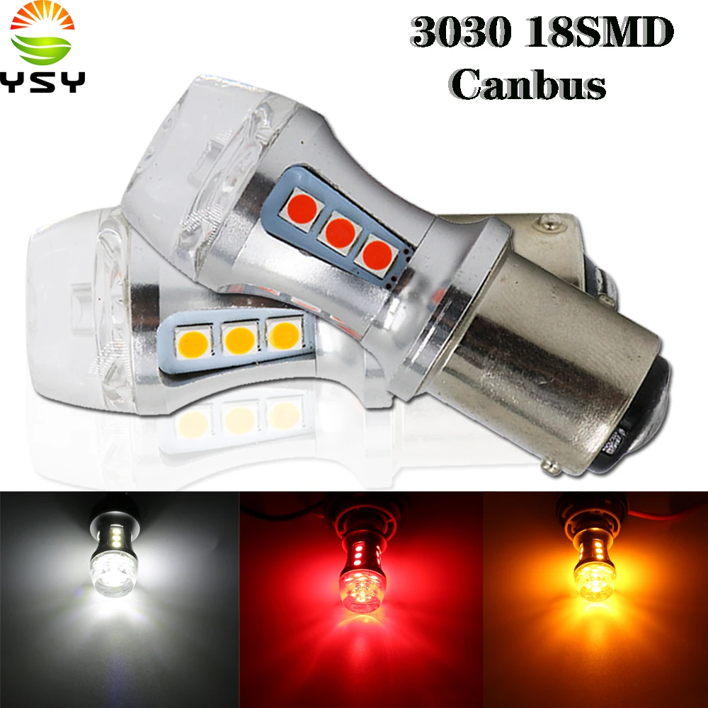 

YSY 2x 1157 BAY15D Led P21/5W PY21W Bulbs 18SMD 3030 Car Reverse Lights Stop Tail Brake Lamp Back Up Turn Signal Red Amber White