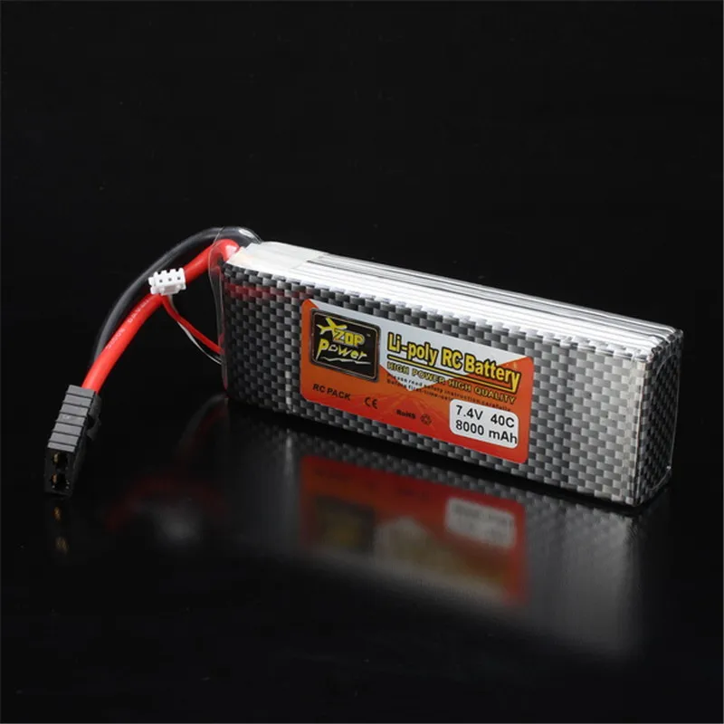Аккумуляторная батарея Lipo ZOP power 7 4 В 8000 мАч 2 S 40C Fortrx штекер с батареей
