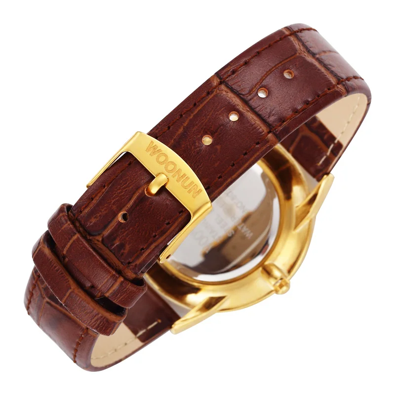 Мужские водонепроницаемые кварцевые часы с бриллиантами из натуральной кожи|watch