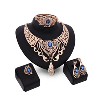 teardrop blue europe america hing end wedding womens necklace bangle earrings ring set ladies party alloy four sets of jewel