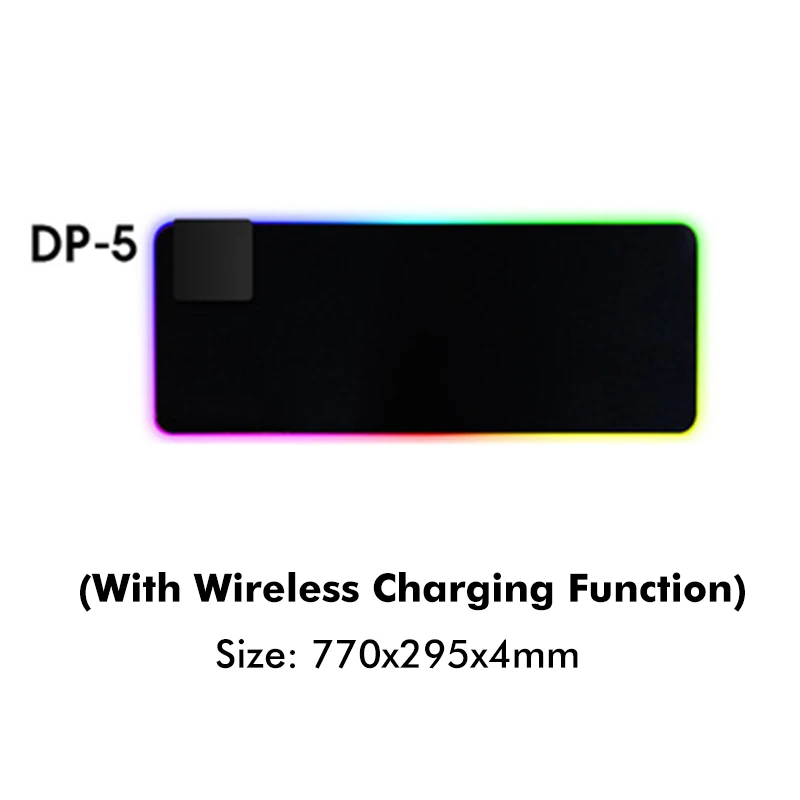 DP-5 Светодиодный RGB коврик для мыши USB Проводное освещение Беспроводная зарядка функция коврик для мыши с противоскользящим резиновым основанием - Цвет: DP-5