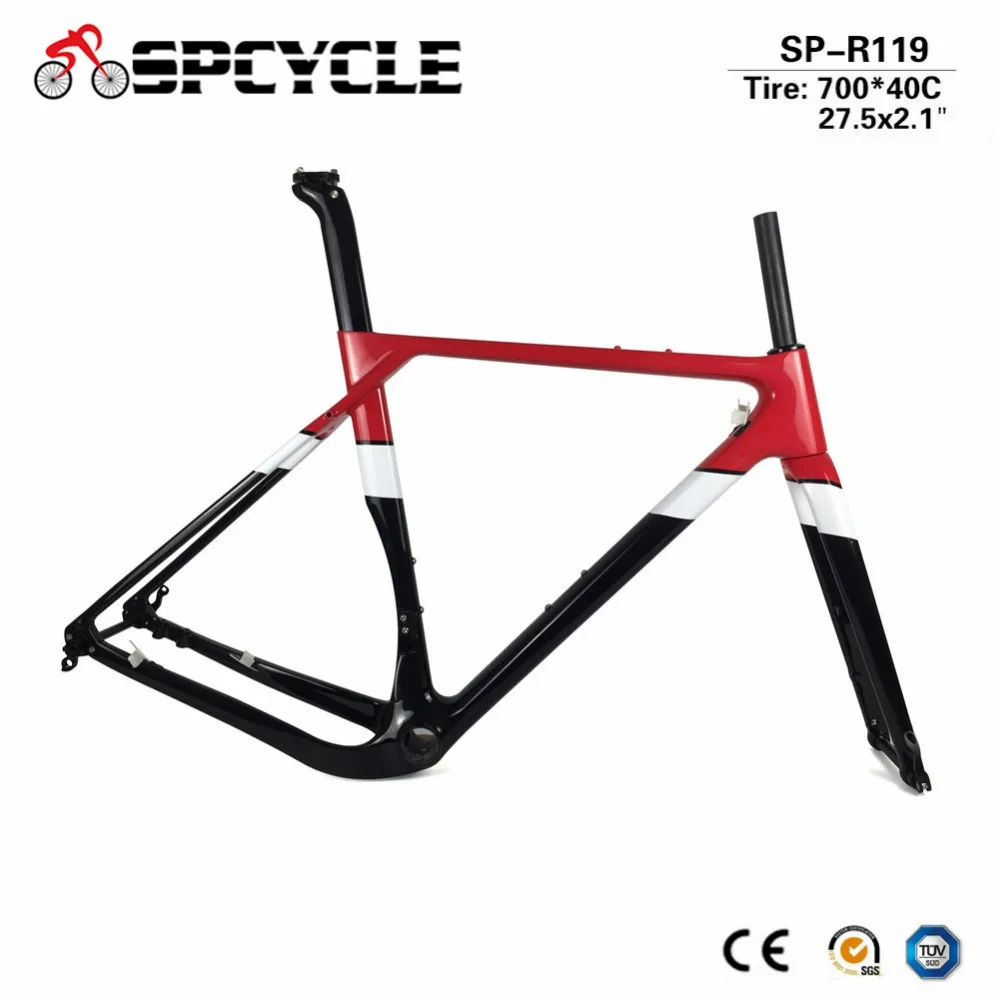 Новинка 700* 40C карбоновая гравийная рама Aero Cyclocross велосипедные карбоновые рамы через ось дисковый тормоз дорожные велосипедные рамы с гарнитурой BB386