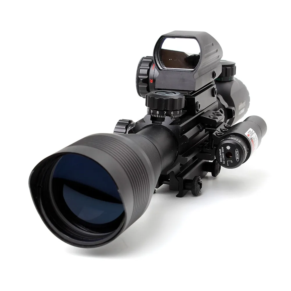 Тактический Ohhunt 4-12X50 с подсветкой дальномер Сетка голографический 4 Сетка прицел с красным или зеленым лазером комбинированный прицел