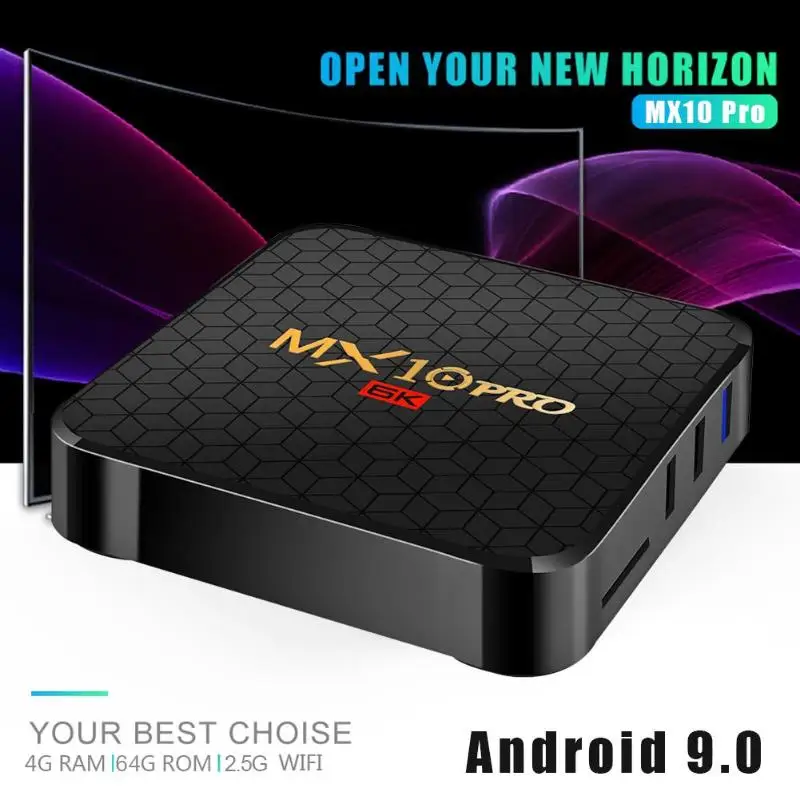 MX10 Pro Android 9 0 Смарт ТВ коробка Четырехъядерный HD2.0 Allwinner H6 телеприставка 6K USB 3 4 Гб Ram