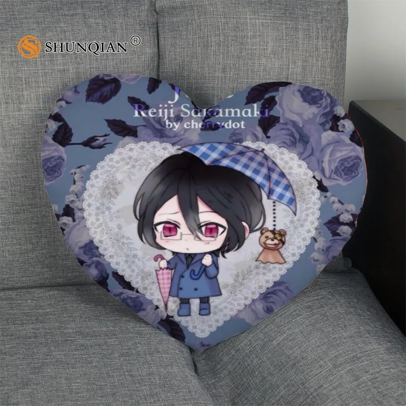 Прозрачный Наволочка на заказ DIABOLIK LOVERS в форме сердца, Подушка на молнии, чехол, лучший подарок, размер 41x36 см, 47x42 см - Цвет: Прозрачный