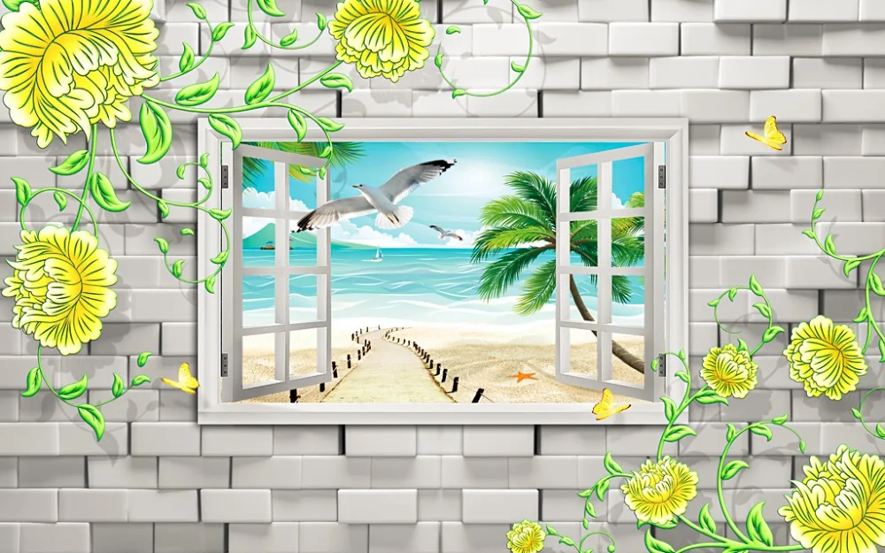 Индивидуальные белые шторы для гостиной фото окна голубей 3d стереоскопический