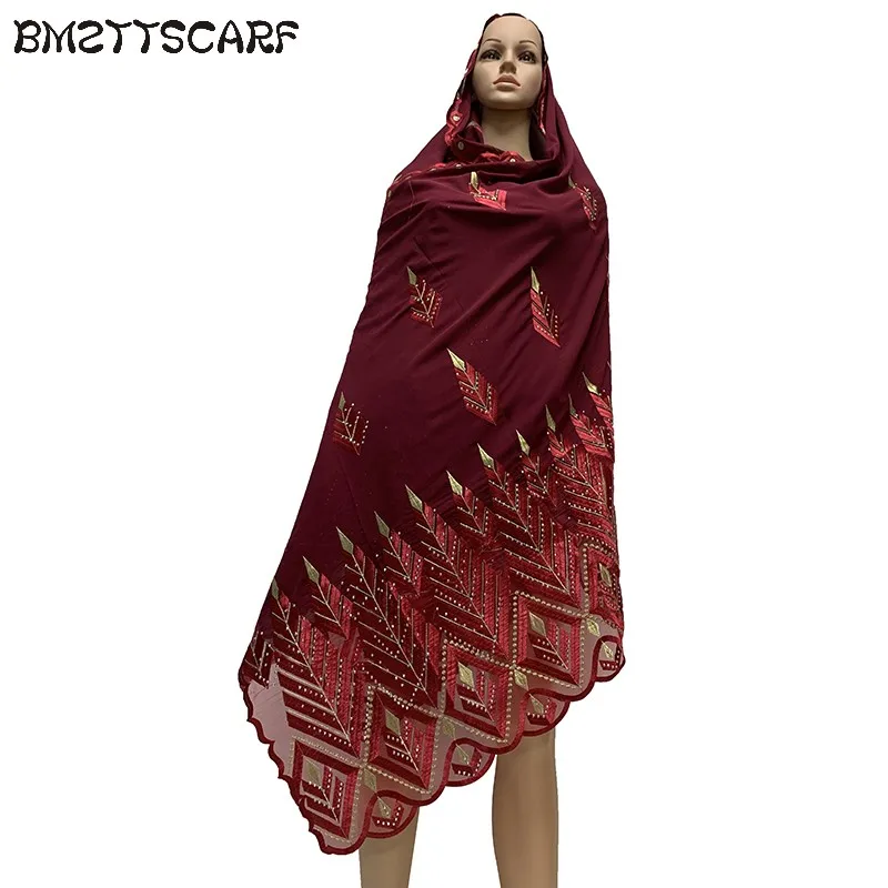 High Quality Chiffon Scarf mulim women embroidery chiffon splice tulle material big size scarf for shawls BM742 | Аксессуары для