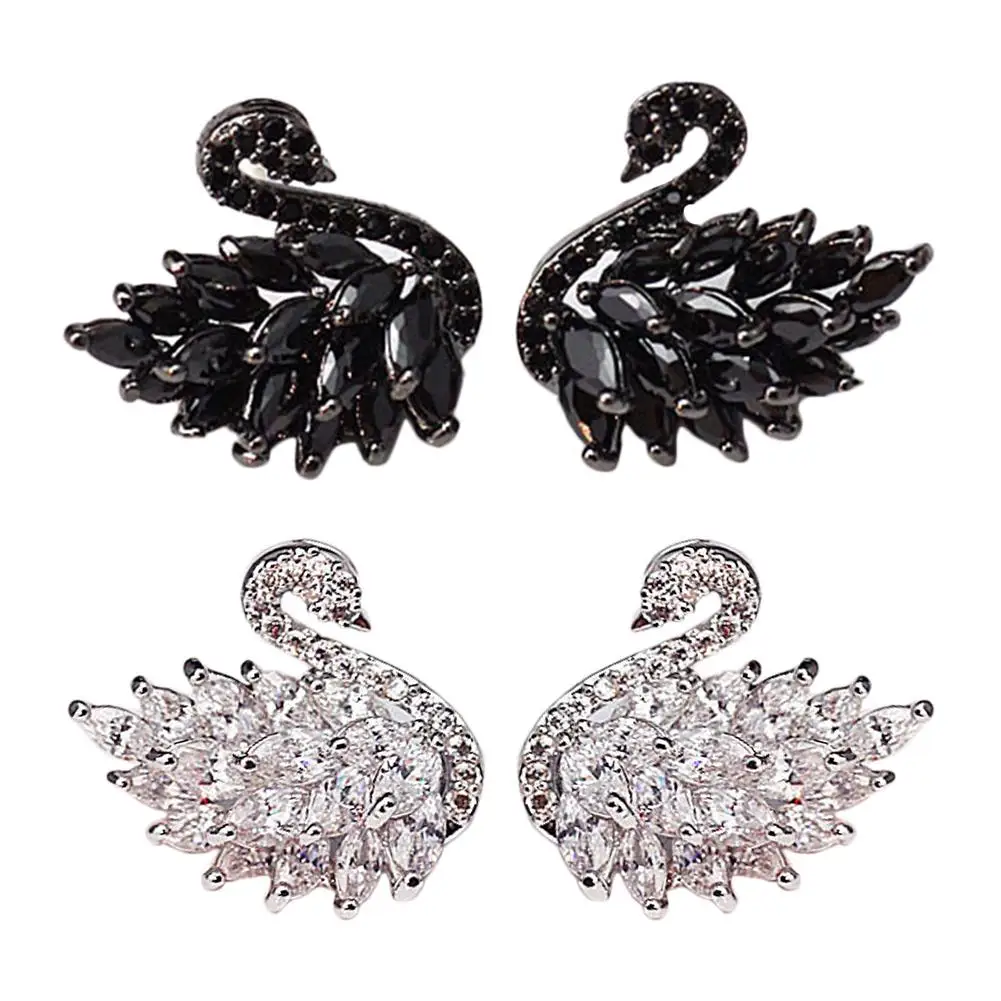 Одна пара S925 стерлингового серебра булавка в форме лебедя серьги штифты для Для