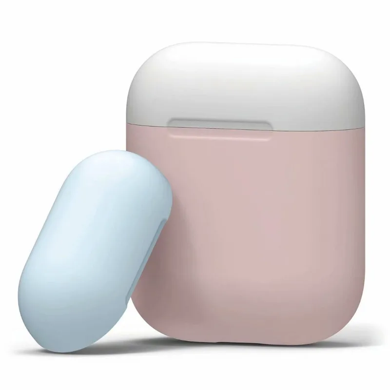 White Pink VETOMEET, Bluetooth, беспроводной чехол для наушников, для AirPods, силиконовый, ТПУ, ультра тонкий, для Apple AirPods, несколько цветов, смешанный и подходящий - Цвет: White Pink