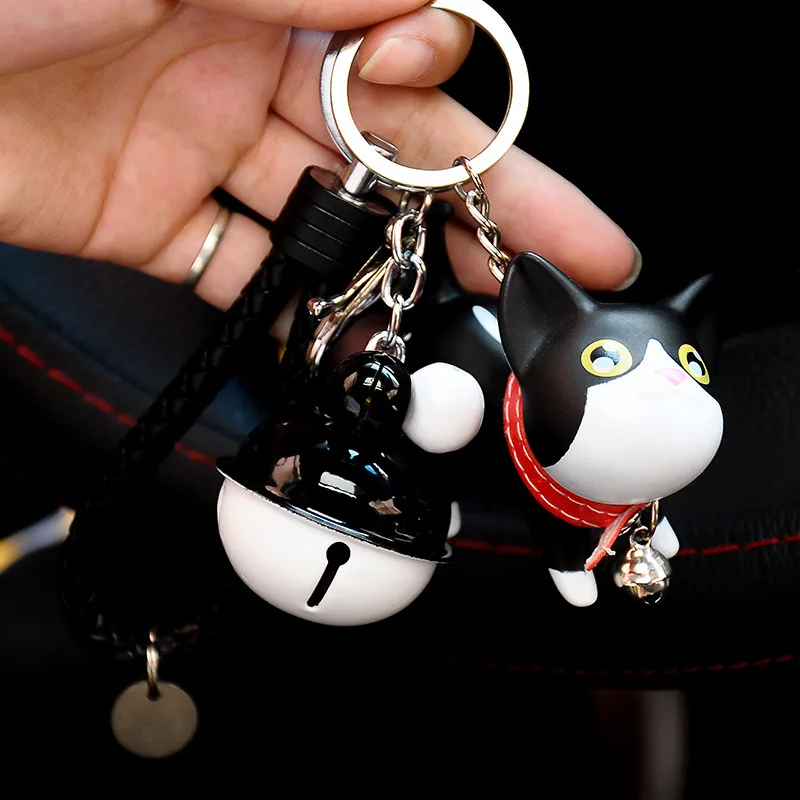 Брелок для ключей в виде милых мультяшных животных собак кошек кожаный шнур