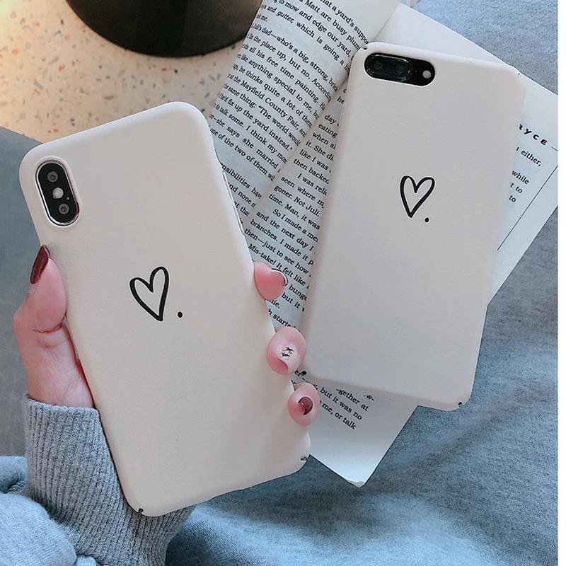 WOTP Couples матовый чехол для телефона с сердечком и полной защитой iphone XS Max модный