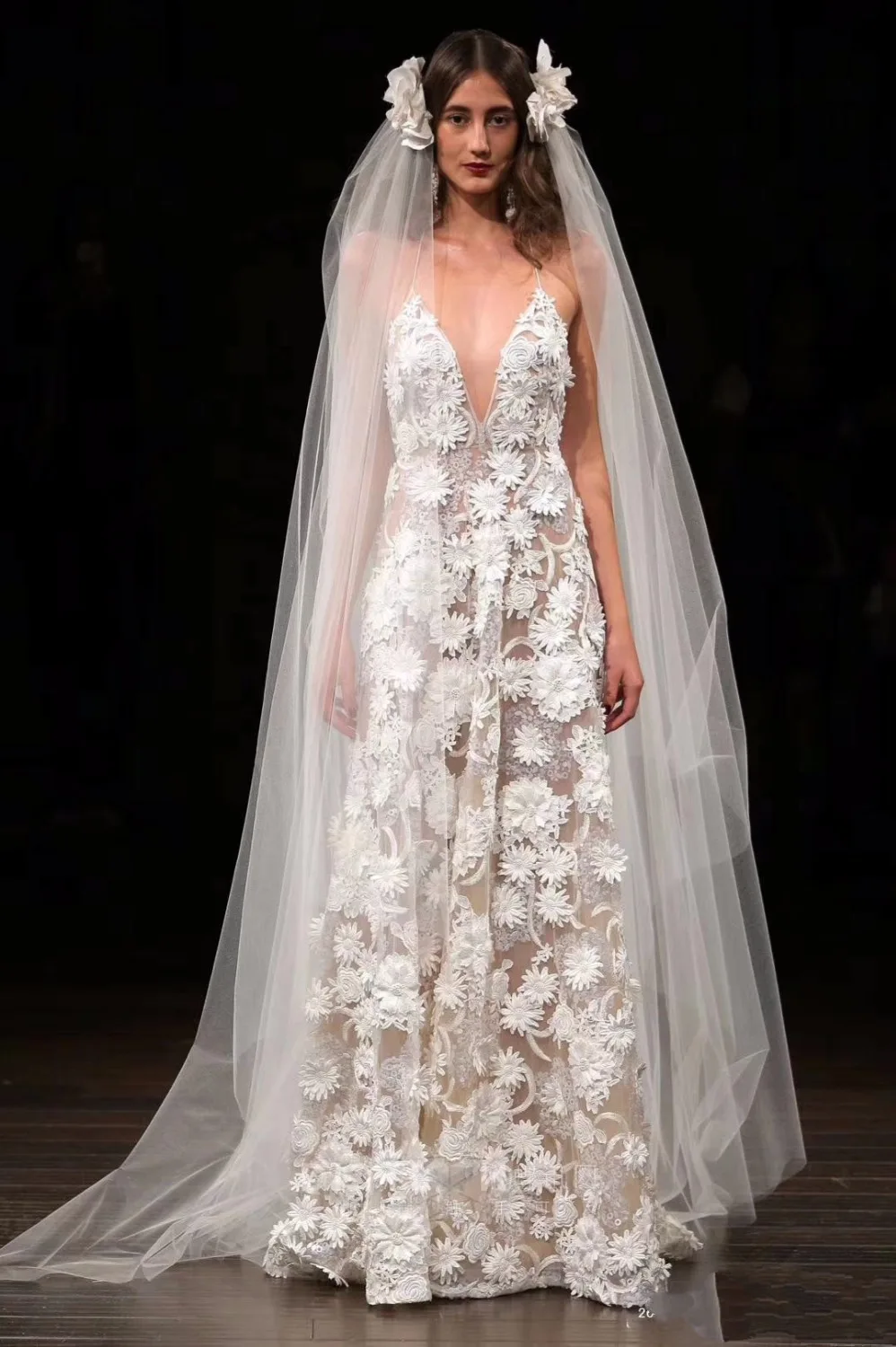 Vestido De Noiva богемное кружевное пляжное свадебное платье, сексуальное с открытой спиной и v-образным вырезом, кружевное платье на бретельках, Boho Bridal G
