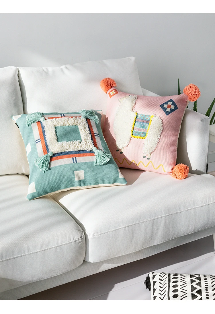 Бахрома Подушка Cojines Decorativos Para диванная подушка для стула подушка для гостиной ворсовая подушка с ворсом художественная фотография Рождественская наволочка