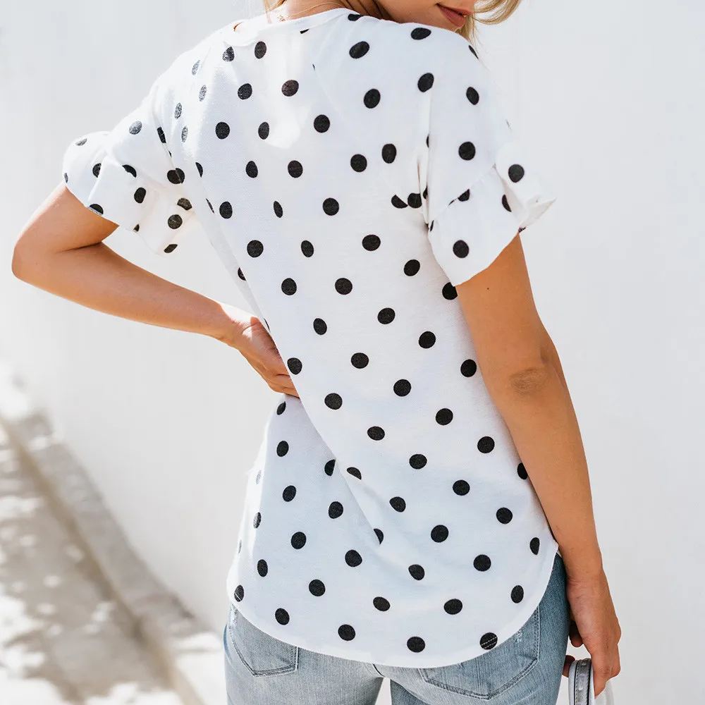 2020 Summer Women Lady O-Neck Printing Dot Short Sleeve Half Loose T-Shirt Tops teeshirt tops women Best Selling F4 | Женская одежда