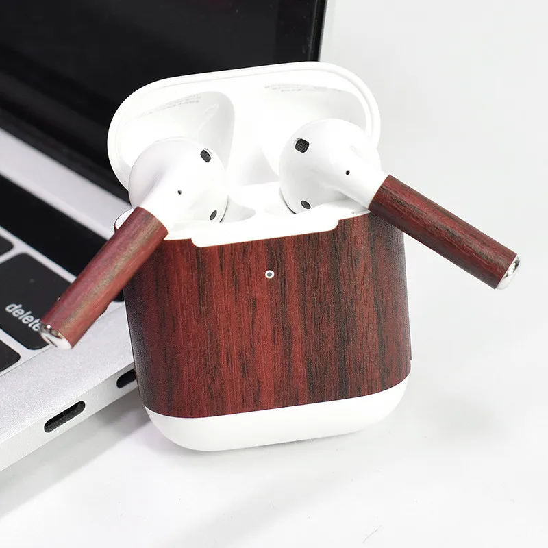 Беспроводная Bluetooth-гарнитура NOTOW для Airpods 2 3D роскошные деревянные наклейки кожи