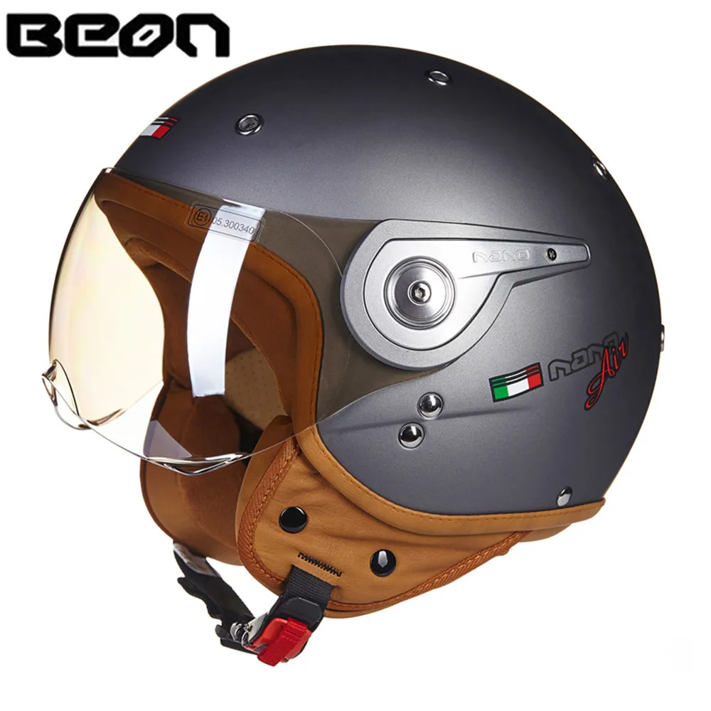 BEON moto rcycle скутер шлем 3/4 с открытым лицом винтажный шлем 11040 moto Casque Casco moto cicleta Capacete унисекс реактивные шлемы