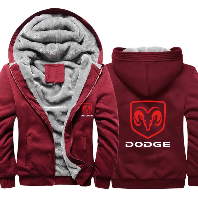 Мужские толстовки с капюшоном Dodge Car, куртка с принтом логотипа, мужская толстовка с капюшоном, модная зимняя теплая флисовая хлопковая куртка на молнии, мужские спортивные костюмы - Color: 805