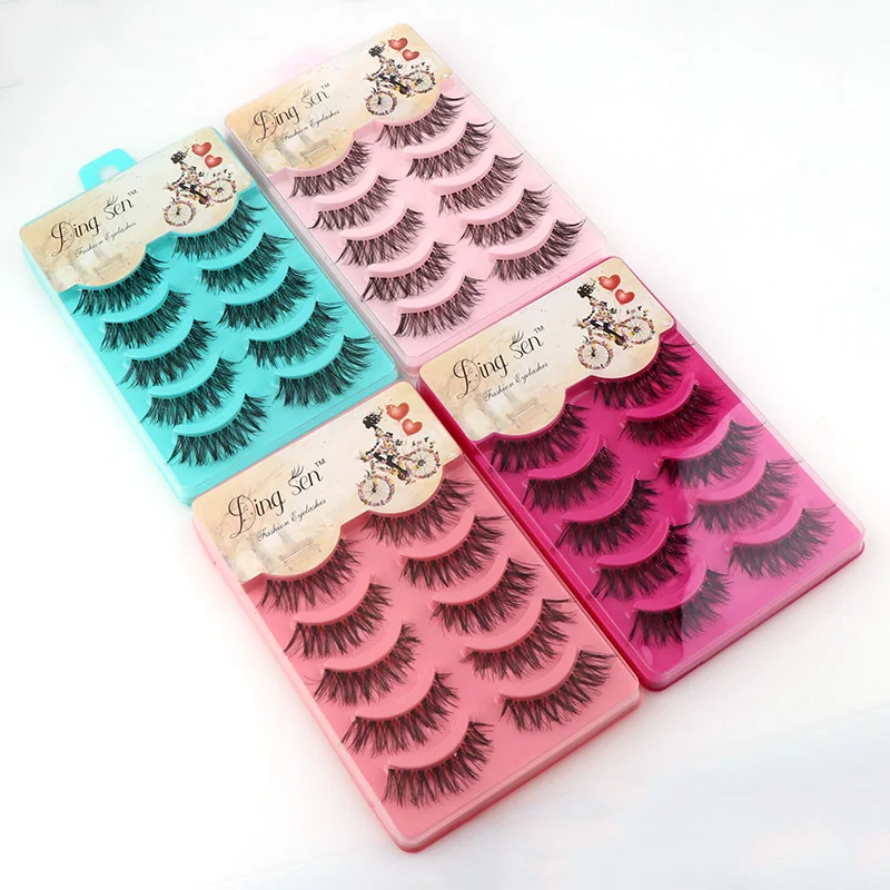 5 пар Черные Накладные ресницы ручной работы грязные с перекрестными накладными