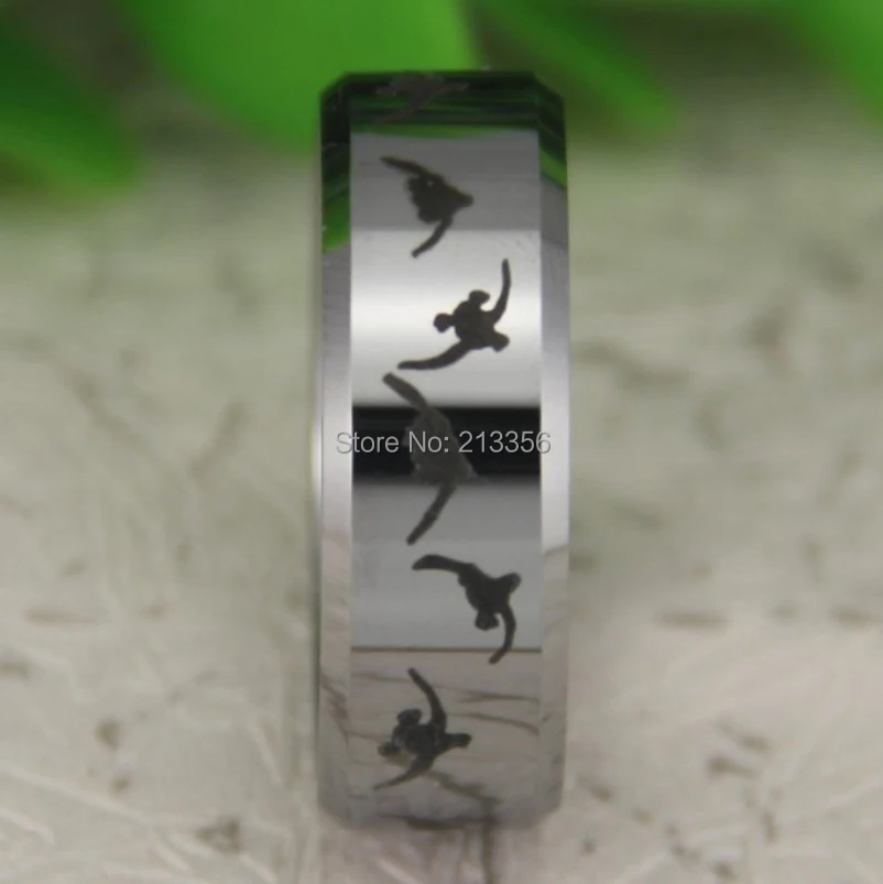 8MM Silver Beveled Duck Hunting Lord Men's Fashion Tungsten Wedding Ring image 3